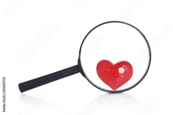 Obraz Red heart through the magnifying glass