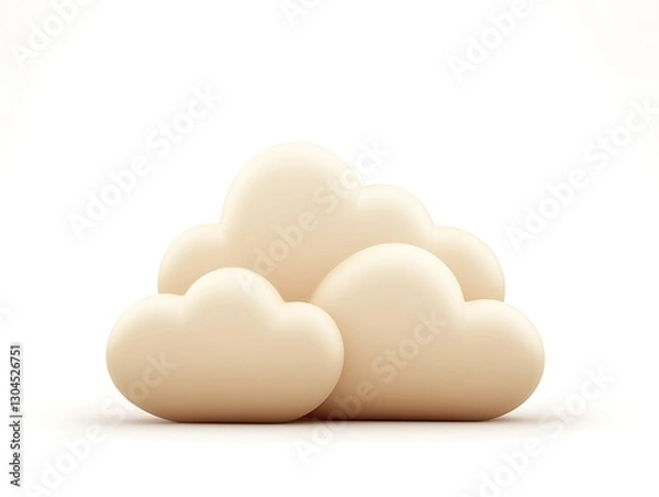 Fototapeta Soft beige cloud icon with a neutral tone on an isolated white background
