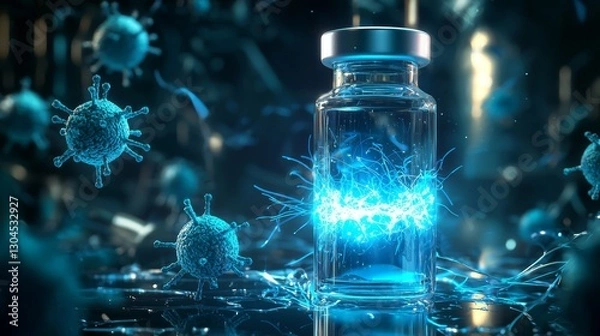 Obraz Vaccine development breakthrough laboratory digital art scientific environment close-up viewpoint innovation concept