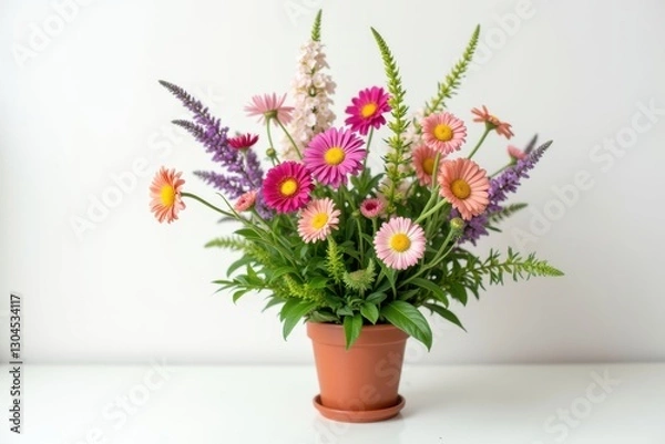 Fototapeta Bright and colorful flower arrangement in a pot