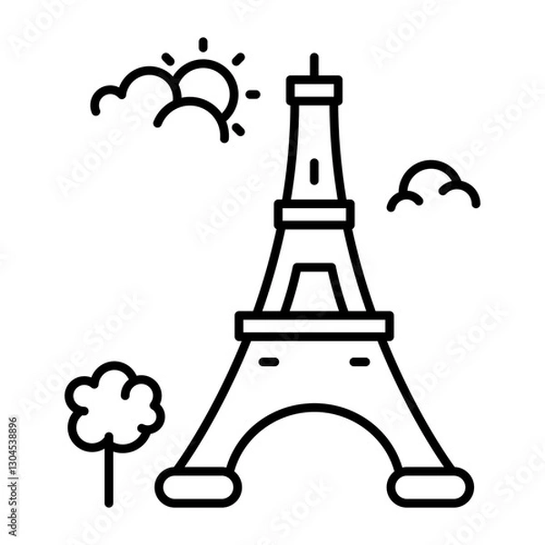 Fototapeta Eiffel tower icon in glyph style