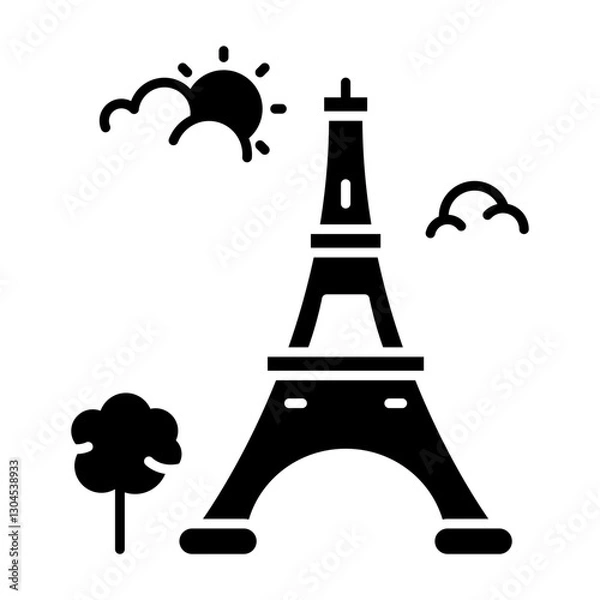 Fototapeta Eiffel tower icon in glyph style