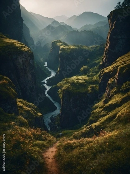 Obraz Secret world of Serene Mountain River Valley 