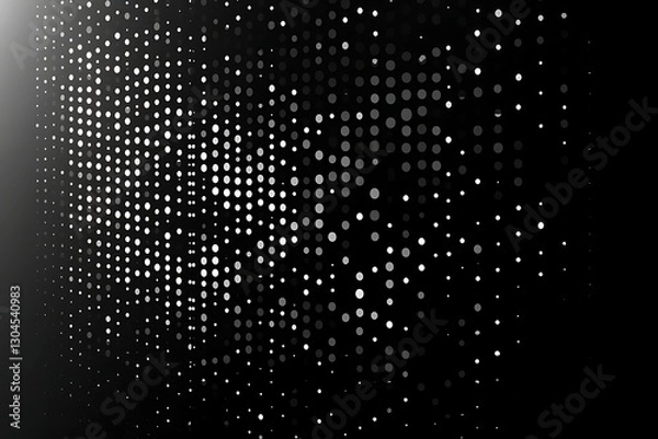 Fototapeta Dots disperse on dark backdrop, luminous field