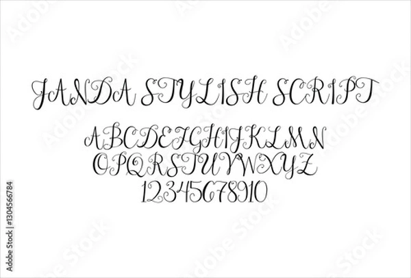 Obraz Janda Stylish Script font for logo and headline. Isolated vector typeset