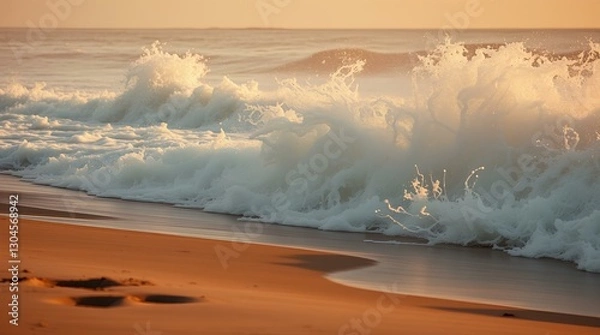 Fototapeta Powerful Waves at Golden Hour: A Moody and Dynamic Seascape