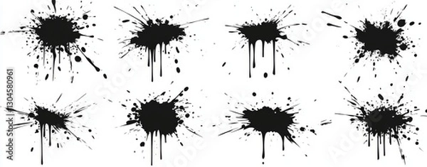 Fototapeta Black ink circles with a modern, grungy twist. Brush-drawn, textured forms. Chinese and Korean design influences. Japanese enso zen circles. The elements are unified. Sun symbols