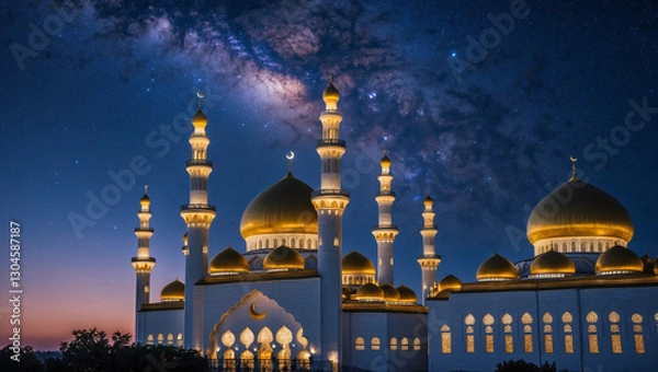 Obraz blue mosque at night