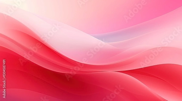 Obraz Red and Pink Gradient Background for Mobile Phone Screensaver Design. Light Red and White Gradients with Smooth Curves and Subtle Waves. Professional, Abstract Art with Flowing Fabric-Inspired Shapes