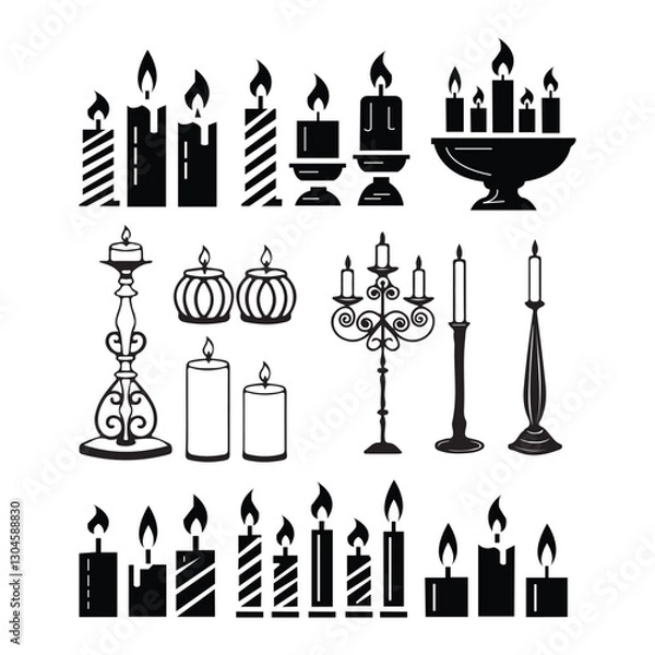 Obraz Candle icon set. Flat icons Christmas candles isolated on white background.