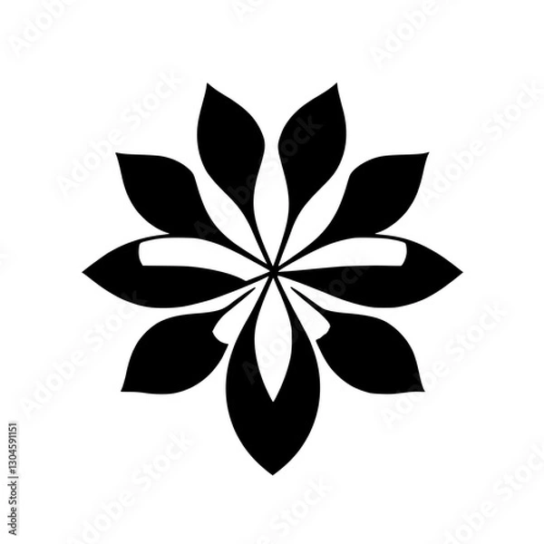 Fototapeta A stark black and white flower on a plain white background, illustrating a modern, minimalist design.