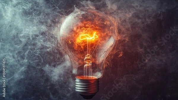 Fototapeta Futuristic Light Bulb with Swirling Filaments Symbolizing Innovative Business Solutions
