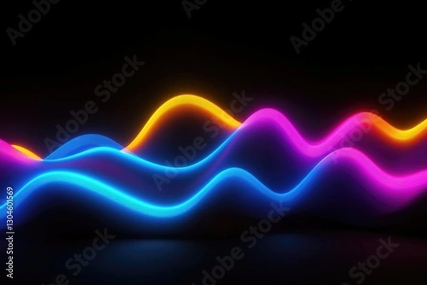Obraz Vibrant neon waves create dynamic flow against dark backdrop, ev