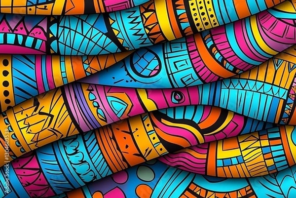 Fototapeta Colorful patterned fabric waves