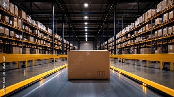 Fototapeta Efficient logistics in a modern warehouse setting