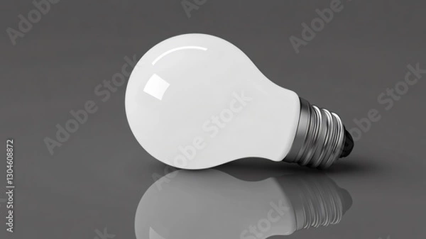 Fototapeta Oversized Light Bulb with Metallic Base on Polished Background Symbolizing Business Inspiration
