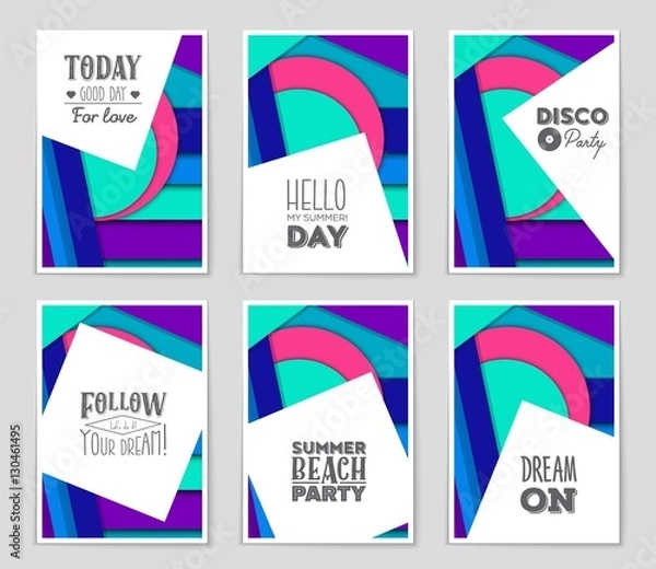 Fototapeta Abstract vector layout background set. For art template design, list, page, mockup brochure theme style, banner, idea, cover, booklet, print, flyer, book, blank, card, ad, sign, sheet, a4.
