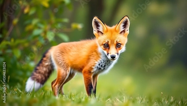Obraz "Curious Young Fox Gazing Through the Camera in Nature"