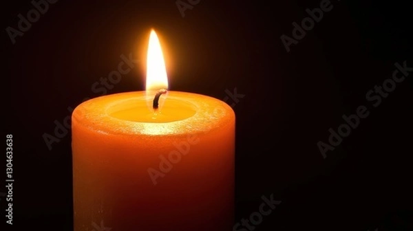 Obraz Bright Flame Dancing on an Orange Candle Against Dark Background