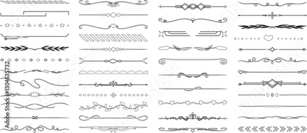 Obraz Elegant decorative dividers, ornate line separators, vintage flourish designs, whimsical borders, and charming embellishments for creative projects, invitations, and layouts