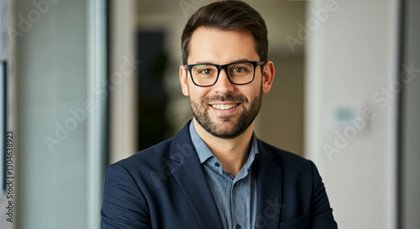 Obraz Professional charisma shines in this portrait, showcasing a confident individual in a stylish suit