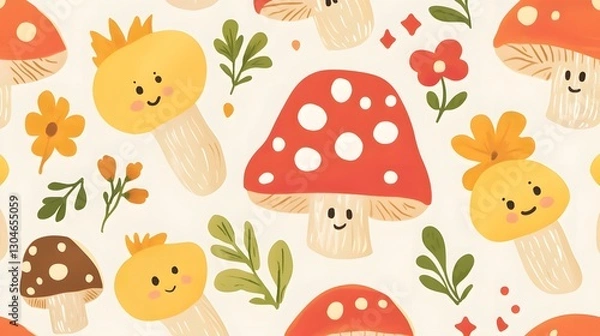 Fototapeta Cute Mushroom Pattern