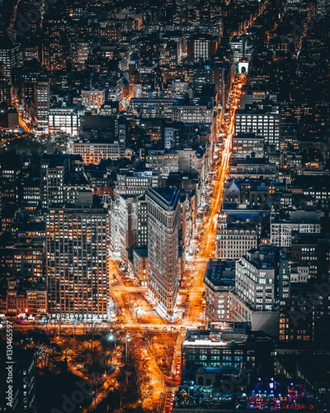 Obraz Aerial view of New York City at night