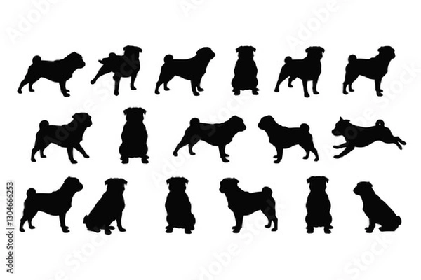 Obraz Pug dog Silhouette Collection: 17 Unique Designs for Breed Lovers & Creative Projects