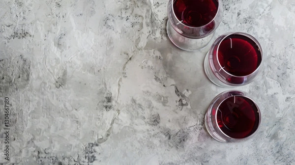 Fototapeta glasses with red wine on concrete table