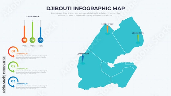 Fototapeta Infographic Map of Djibouti. Djibouti country map infographic colored vector template with regions and pointer marks.
