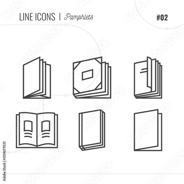 Fototapeta Pamphlet icons set. Books and catalogs signs for design. Vector elements clip art
