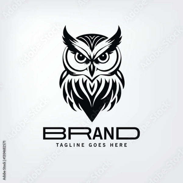 Obraz owl face  black silhouette logo 