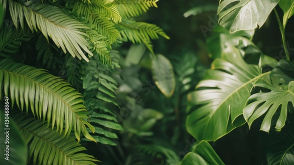 Fototapeta Dreamy Tropical Greenery on a Deserted Island Coast With Warm Lighting and Calming Vibes