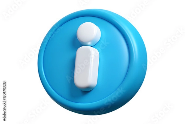 Obraz 3D Cyan Information Icon – Glossy Digital UI Element