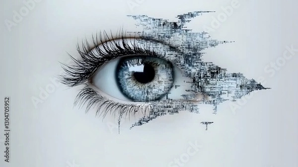 Fototapeta Abstract Artistic Representation of an Eye with Digital Aesthetic