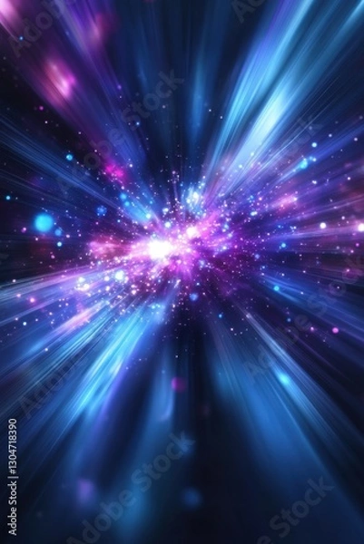 Fototapeta Hyperspace Light Speed Journey Through the Cosmos Abstract Background with Bursting Energy and Cosmic Dust Radiating from a Central Point