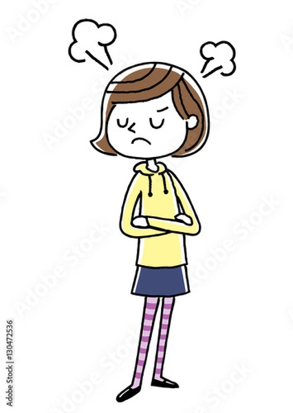Obraz 女の子：怒る、ケンカ
