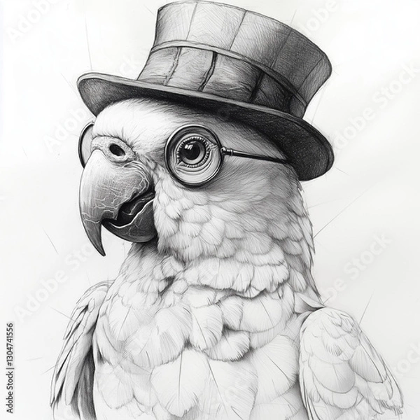 Obraz funny cockatoo dressed stylish in a tophat and glasses