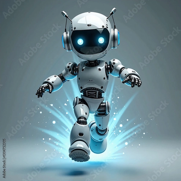 Obraz A fun and expressive robot running around excitedly