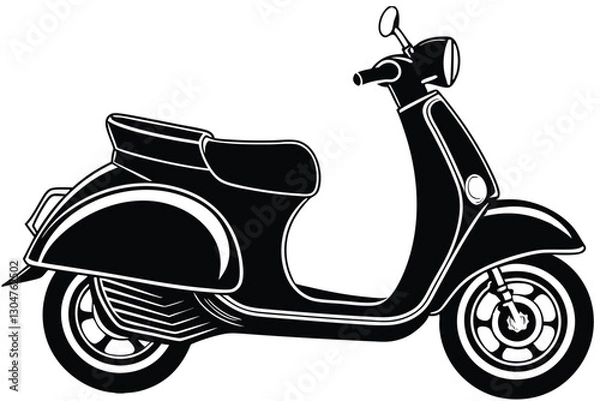 Obraz scooter black silhouette vector white background