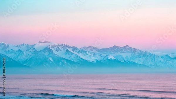 Fototapeta Aesthetic blue and pink gradient with a soft, pastel-like transition, ideal for contemporary digital design.