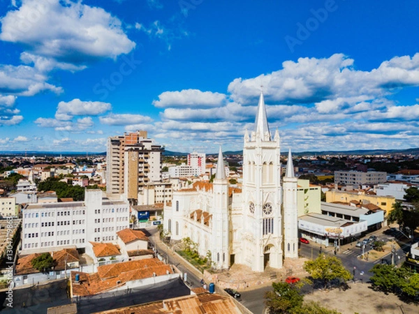 Obraz Montes Claros MG - aerial view of the cathedral and city center of Montes Claros, Minas Gerais