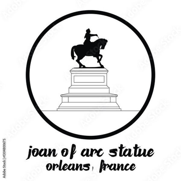 Obraz Circle Icon Joan of Arc Statue. Vector illustration