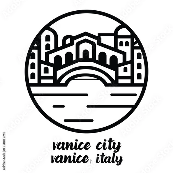 Obraz Circle Icon Vanice City. Vector illustration