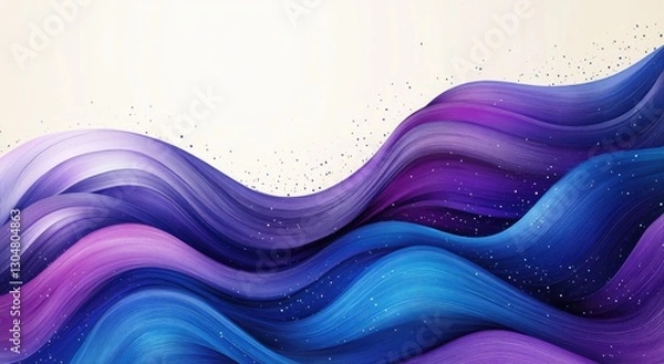 Fototapeta Abstract Blue and Purple Wave Vector Illustration, Flat Colors, Solid Outlines, No Gradient, Adobe Illustrator, High Resolution, Simple Lines, Shapes, White Background