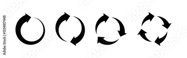 Obraz Circular arrow icons. Round cycle illustrating repeat, rotation or refresh loading process. Vector set isolated on white background.