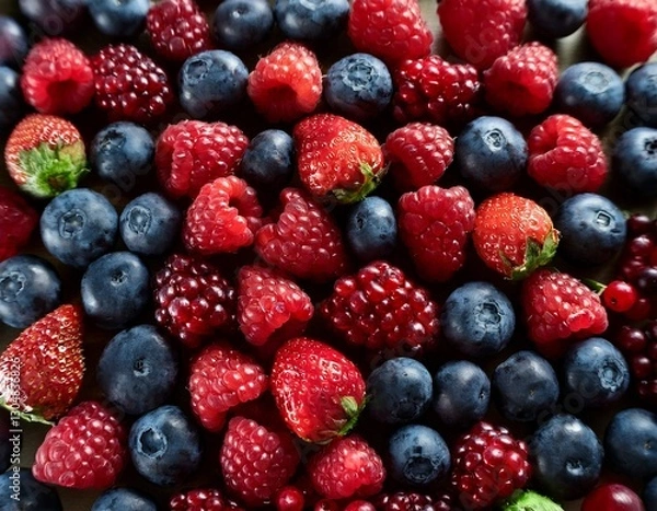 Fototapeta Fotografía profesional, de varias bayas, realizando un fondo de pantalla de un patron de bayas perfectamente alineadas, 4k