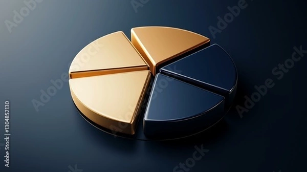 Fototapeta Stylish pie chart design with golden and dark segments on a sleek background.