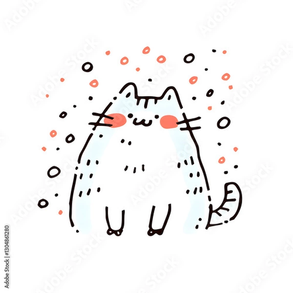 Fototapeta Smiling cat in an intricate fairytale-inspired bublles setting