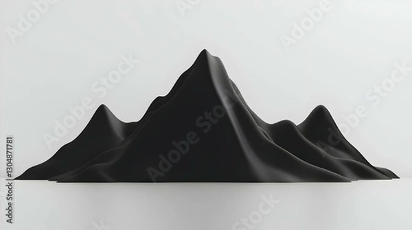 Fototapeta Abstract Black Mountain Range on Minimalist White Background